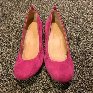 Pink suede flats